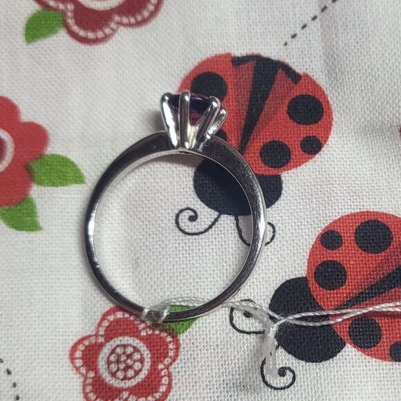 Sterling Silver Amethyst Solitaire Ring - Picture 5 of 5